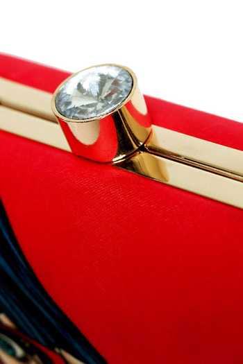 NR By Nidhi Rathi_Red Digital Print Clutch Bag_at_Aza_Fashions