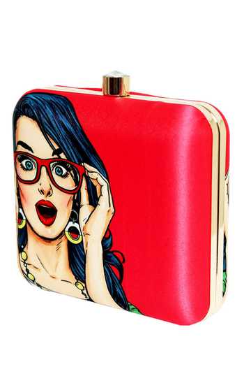 NR By Nidhi Rathi_Red Digital Print Clutch Bag_Online_at_Aza_Fashions
