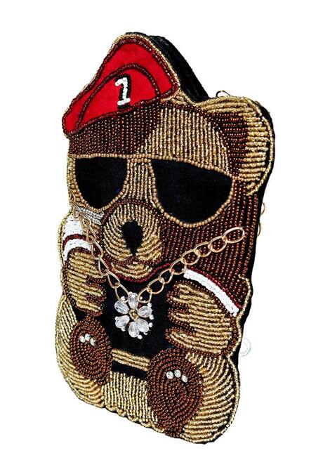 NR By Nidhi Rathi_Multi Color Bead Work And Stone Flower Teddy Embroidered Mobile Cover_Online_at_Aza_Fashions