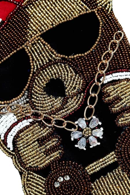 NR By Nidhi Rathi_Multi Color Bead Work And Stone Flower Teddy Embroidered Mobile Cover_at_Aza_Fashions