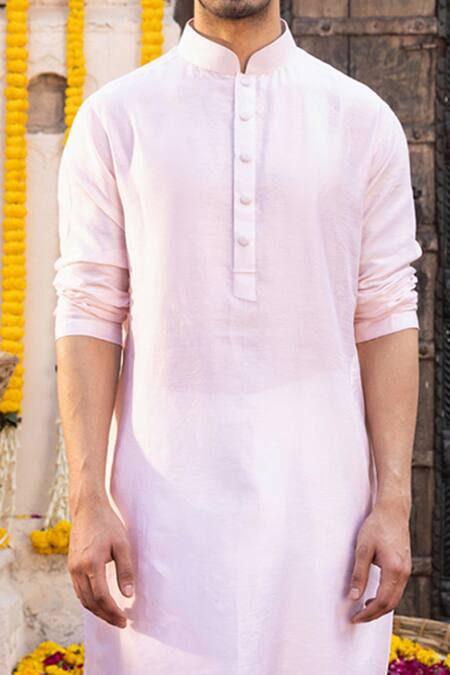 Buy_Chhavvi Aggarwal_Peach Chanderi And Glaze Kurta & Churidar Set _Online_at_Aza_Fashions
