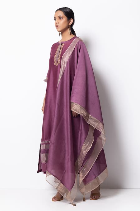 Buy_Bhavik Shah_Pink Kurta Handwoven Chanderi  Dupatta Chanderi Pant Cotton Set _Online_at_Aza_Fashions