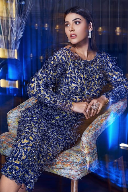 Chisel By Meghna Ramrakhiya 3D Pearl Wire Work Dress 