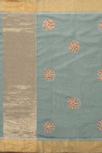 Buy_Weaver Story_Blue Pure Chanderi Silk Zardozi Hand Embroidered Dupatta _Online_at_Aza_Fashions