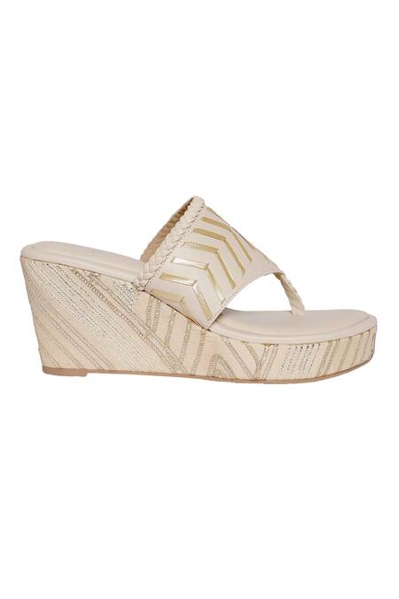 Buy Veruschka By Payal Kothari Cream Chamcham Slip On Wedges Online at Aza Fashions Buy_Veruschka By Payal Kothari_Cream Chamcham Slip On Wedges _Online_at_Aza_Fashions
