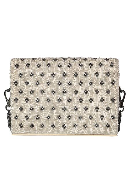Buy_The Leather Garden_White Embellished Crossbody Bag _Online_at_Aza_Fashions