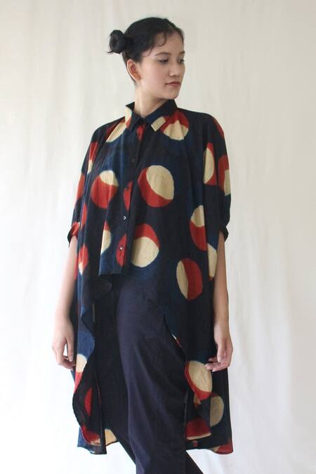 Shop_Chambray & Co._Blue 100% Organic Cotton Straight Collar Printed Shirt And Pant Set_Online_at_Aza_Fashions