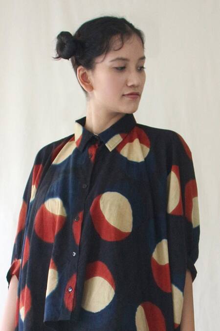 Chambray & Co._Blue 100% Organic Cotton Straight Collar Printed Shirt And Pant Set_at_Aza_Fashions