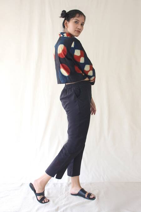 Chambray & CO._Blue 100% Organic Cotton Lapel Printed Top And Pant Set _Online_at_Aza_Fashions