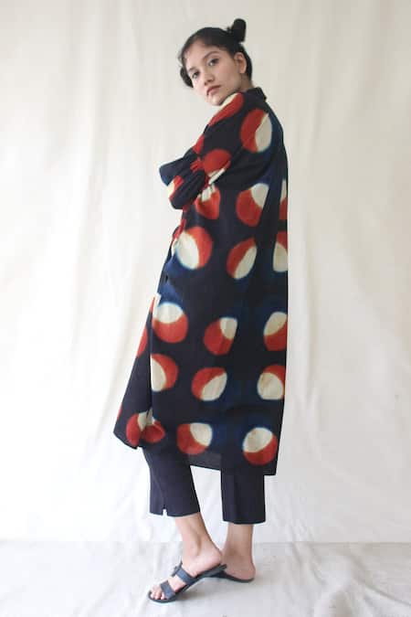 Chambray & CO._Blue 100% Organic Cotton Straight Collar Printed Tunic And Pant Set _Online_at_Aza_Fashions