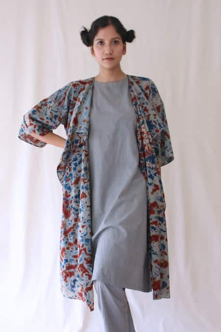 Chambray & Co. Organic Cotton Kurta Set with Printed Jacket 