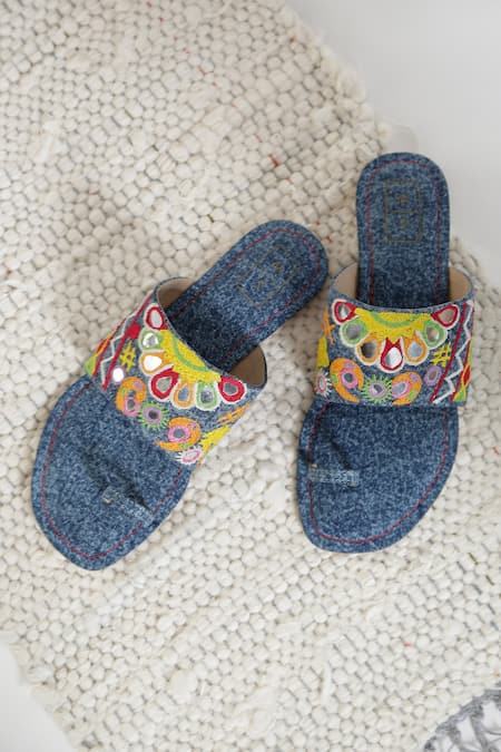 SANDALWALI Chelsea Vegan Denim Sandals 
