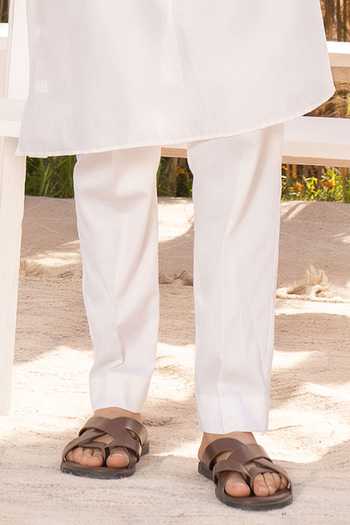 Buy_Chhavvi Aggarwal_Off White Modal, Chanderi , Botanical Print Bundi Kurta Set _Online_at_Aza_Fashions