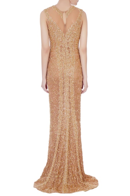 Chisel By Meghna Ramrakhiya Embroidered Trail Gown  