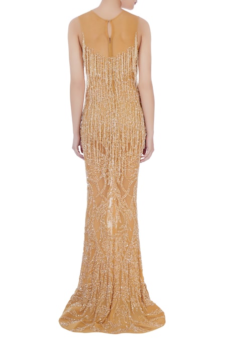 Chisel By Meghna Ramrakhiya Embroidered Trail Gown  