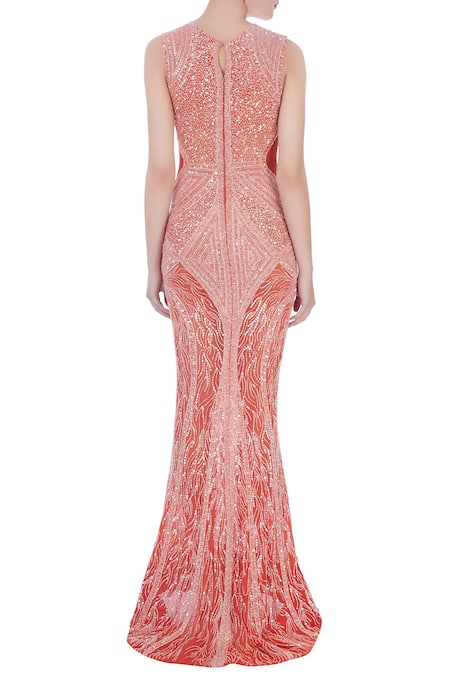 Chisel By Meghna Ramrakhiya Embroidered Trail Gown  