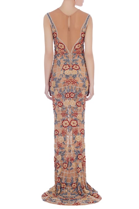 Chisel By Meghna Ramrakhiya Embroidered Trail Gown  