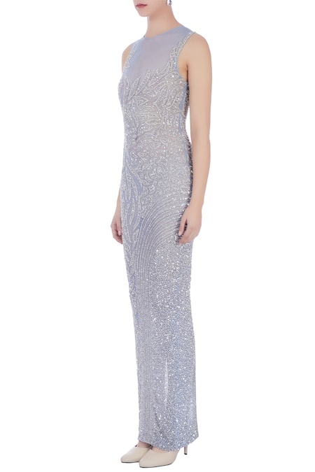 Buy_Chisel By Meghna Ramrakhiya_Blue Round Embellished Gown  _Online_at_Aza_Fashions