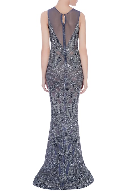 Chisel By Meghna Ramrakhiya Embroidered Trail Gown  