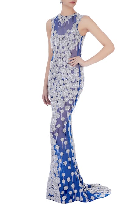 Chisel By Meghna Ramrakhiya Embroidered Trail Gown  