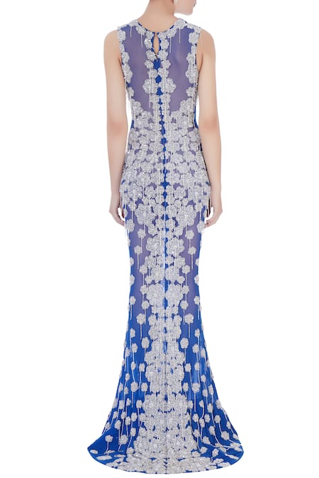 Chisel By Meghna Ramrakhiya Embroidered Trail Gown  