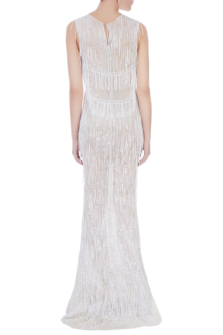 Chisel By Meghna Ramrakhiya Embroidered Trail Gown  