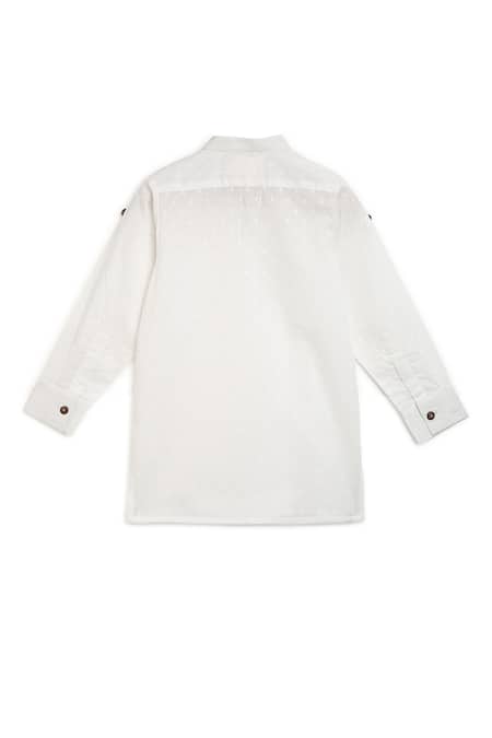 Shop_Charkhee_White Cotton Kurta Set _at_Aza_Fashions