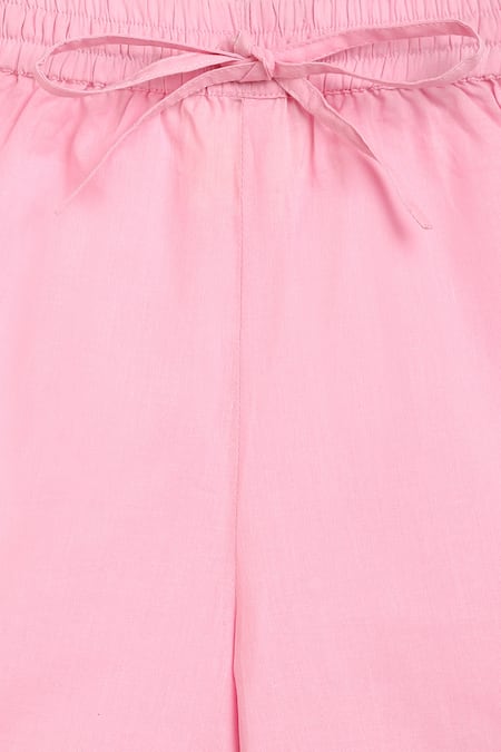 Charkhee_Beige Cotton Fringe Floral Print Kurta And Sharara Set _at_Aza_Fashions