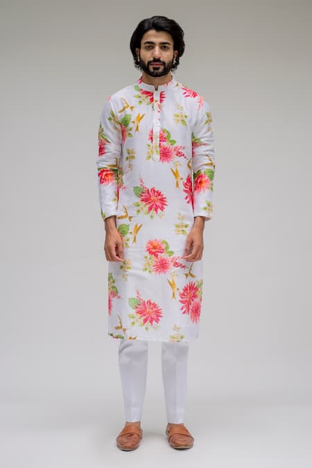 Chrkha Chanderi Silk Printed Kurta Set 