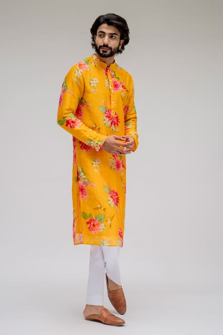 Chrkha Chanderi Silk Printed Kurta Set 