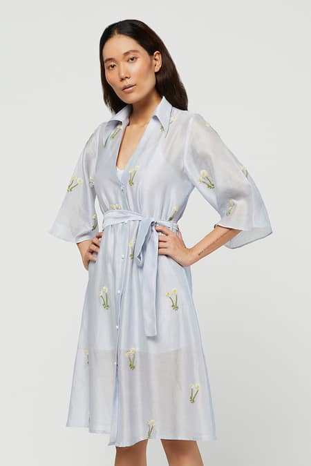 Meadow  Silk Chanderi Shirt Dress 