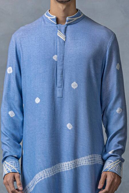 Buy_Sarab Khanijou_Blue Moss Crepe Tie Dye Kurta Set _Online_at_Aza_Fashions