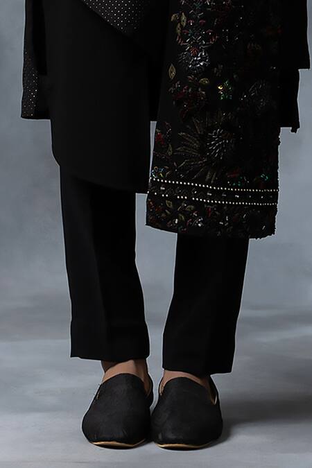 Sarab Khanijou_Green Sandwash Printed Polka Dot Panelled Kurta Set _at_Aza_Fashions