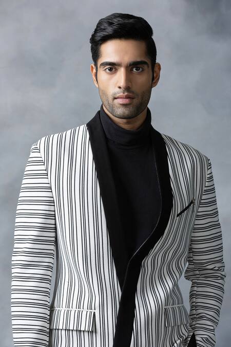 Buy Basics Grey Slim Fit Striped Jacket for Mens Online @ Tata CLiQ