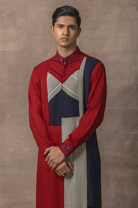 Shop Sarab Khanijou Multi Color Moss Crepe Plain Pintuck Kurta Set Online at Aza Fashions Shop_Sarab Khanijou_Multi Color Moss Crepe Plain Pintuck Kurta Set _Online_at_Aza_Fashions