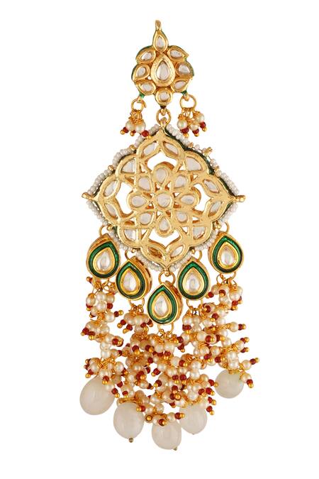 Buy_ChhavI'S Jewels_Gold Plated Floral And Leaf Carved Dangler Earrings _Online_at_Aza_Fashions