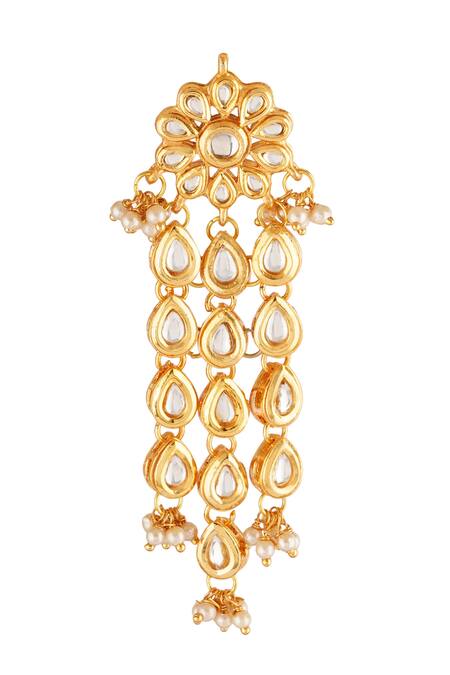 Buy_ChhavI'S Jewels_Gold Plated Diamonds, Stones Studded Dangler Earrings _Online_at_Aza_Fashions