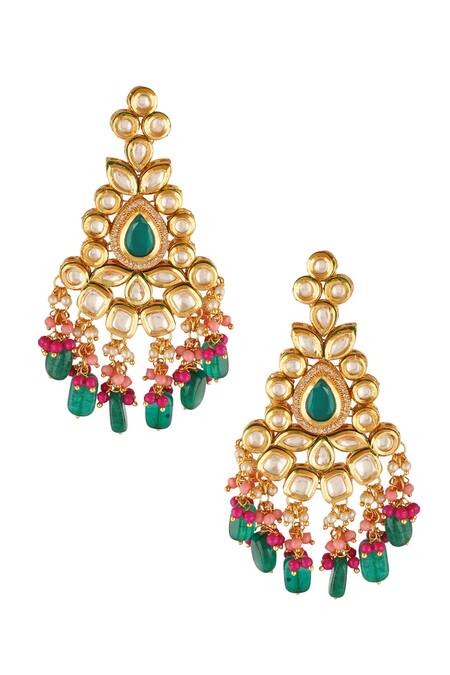 Buy ChhavI'S Jewels Gold Plated Diamonds, Stones, Beads Carved Necklace Set Online at Aza Fashions Buy_ChhavI'S Jewels_Gold Plated Diamonds, Stones, Beads Carved Necklace Set_Online_at_Aza_Fashions