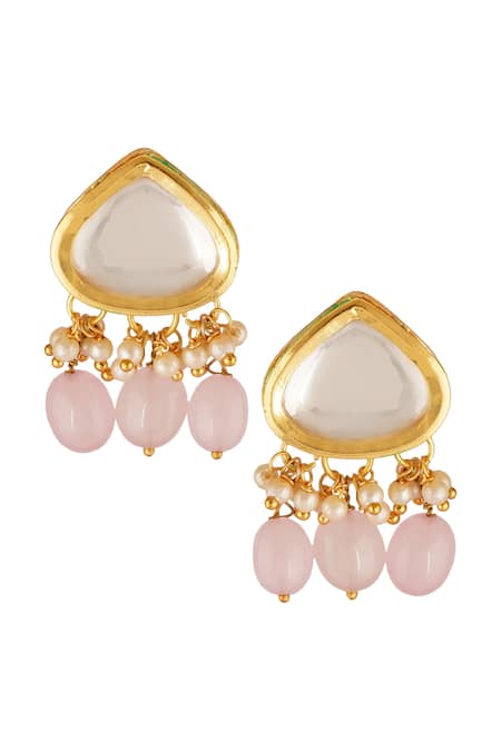 Buy_ChhavI'S Jewels_Gold Plated Diamonds, Stones Bead Embellished Necklace Set _Online_at_Aza_Fashions