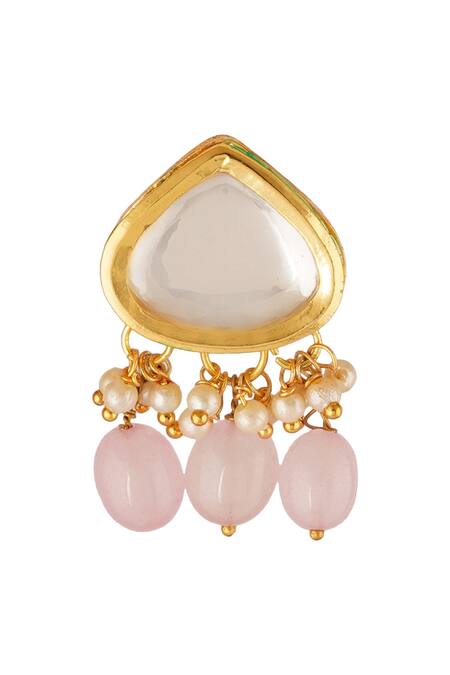 ChhavI'S Jewels_Gold Plated Diamonds, Stones Bead Embellished Necklace Set _at_Aza_Fashions