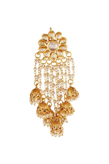 Buy_ChhavI'S Jewels_Gold Plated Pearls, Diamonds Bead Drop Dangler Earrings _Online_at_Aza_Fashions