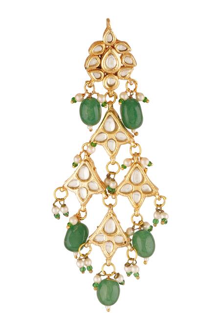 Buy_ChhavI'S Jewels_Gold Plated Bows, Diamonds Bead Drop Dangler Earrings _Online_at_Aza_Fashions