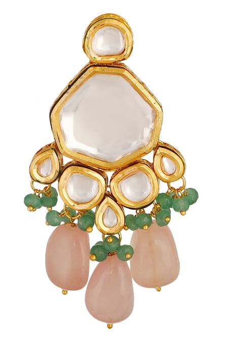 Shop_ChhavI'S Jewels_Gold Plated Stones, Beads Kundan Choker Set _Online_at_Aza_Fashions