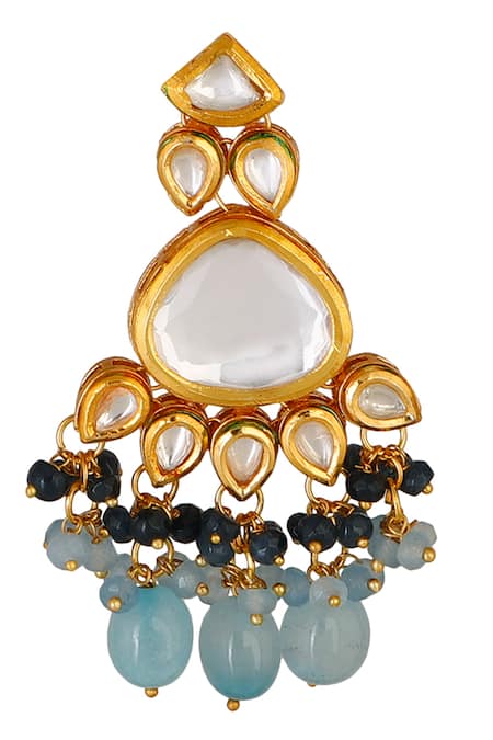 Shop_ChhavI'S Jewels_Gold Plated Stones, Beads Kundan Choker Set _Online_at_Aza_Fashions