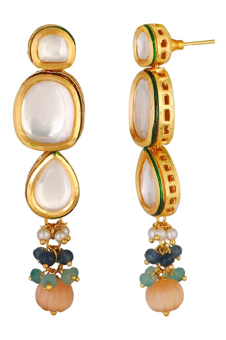 Shop_ChhavI'S Jewels_Gold Plated Stones, Beads Kundan Choker Set _Online_at_Aza_Fashions