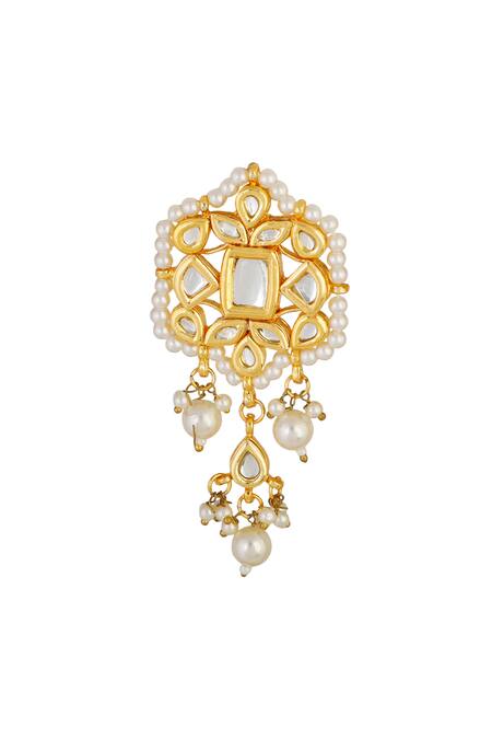 ChhavI'S Jewels_Gold Plated Stones, Beads Kundan Choker Set _at_Aza_Fashions