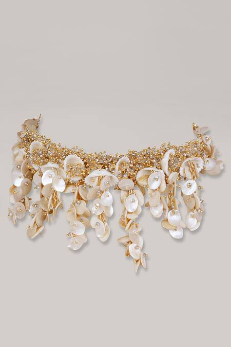 Buy_House Of D"Oro_White Stone Sampaguita Choker_Online_at_Aza_Fashions