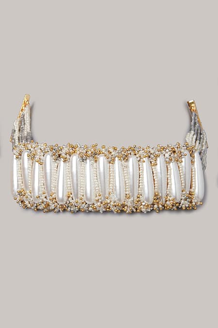 House of D'oro Pearl Embellished Choker 