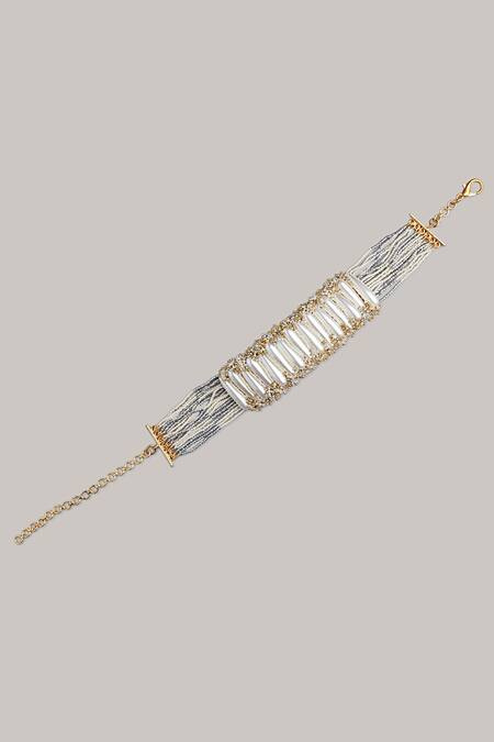 Buy_House Of D"Oro_White Pearl Embellished Choker_Online_at_Aza_Fashions