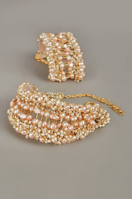 House Of D"Oro Peach Beads Baajubandh Online at Aza Fashions House Of D"Oro_Peach Beads Baajubandh_Online_at_Aza_Fashions